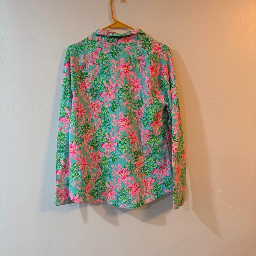 Lilly Pulitzer Skipper Popover Top Half Zip Surf blue So Shellegant Size Large - Picture 7 of 7